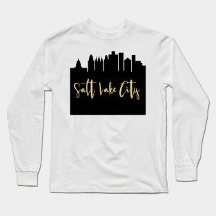 SALT LAKE CITY UTAH DESIGNER SILHOUETTE SKYLINE ART Long Sleeve T-Shirt